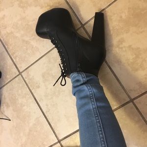 Black tie up Platform heels